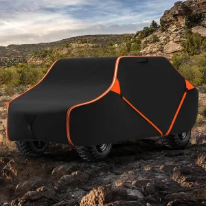 125 Inch UTV Cover for Polaris Ranger RZR, Can-Am Defender Maverick Commander, Yamaha Wolverine, Kawasaki Mule, Honda Pioneer, Black 600D Side by Side Cover Protection for 2-3 Seater UTV