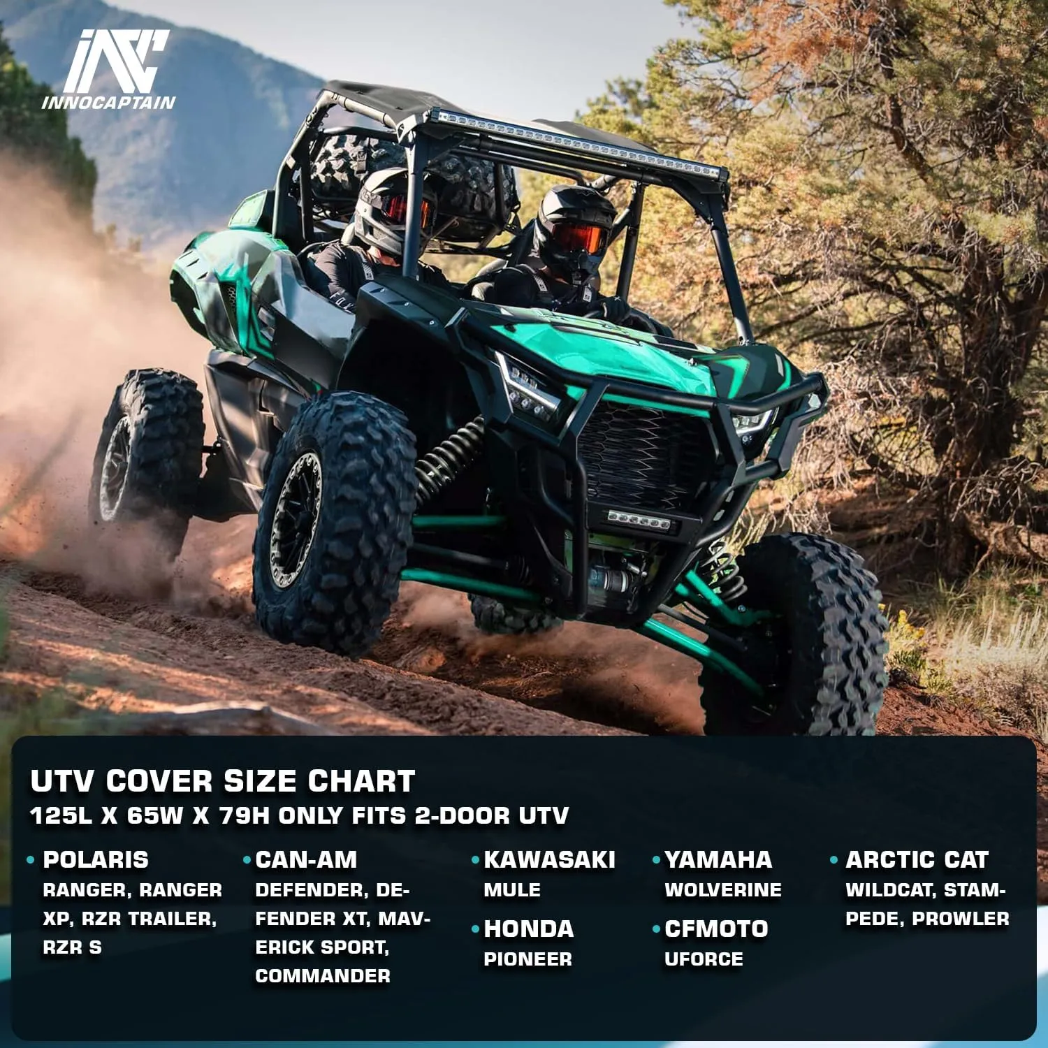 125 Inch UTV Cover for Polaris Ranger RZR, Can-Am Defender Maverick Commander, Yamaha Wolverine, Kawasaki Mule, Honda Pioneer, Black 600D Side by Side Cover Protection for 2-3 Seater UTV