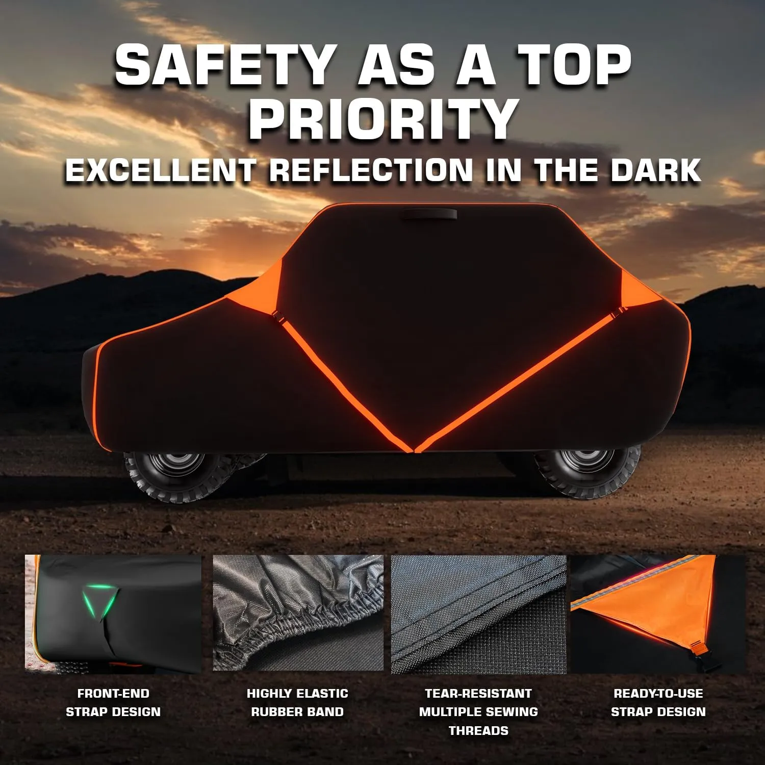 125 Inch UTV Cover for Polaris Ranger RZR, Can-Am Defender Maverick Commander, Yamaha Wolverine, Kawasaki Mule, Honda Pioneer, Black 600D Side by Side Cover Protection for 2-3 Seater UTV