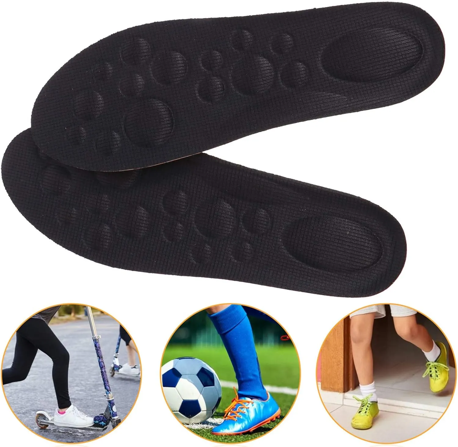2 Pairs Arch Support Insoles Breathable Cushioning Inserts for Active Lightweight Sports Shoe Pads with Massage Dots for Comfort and Ventilation