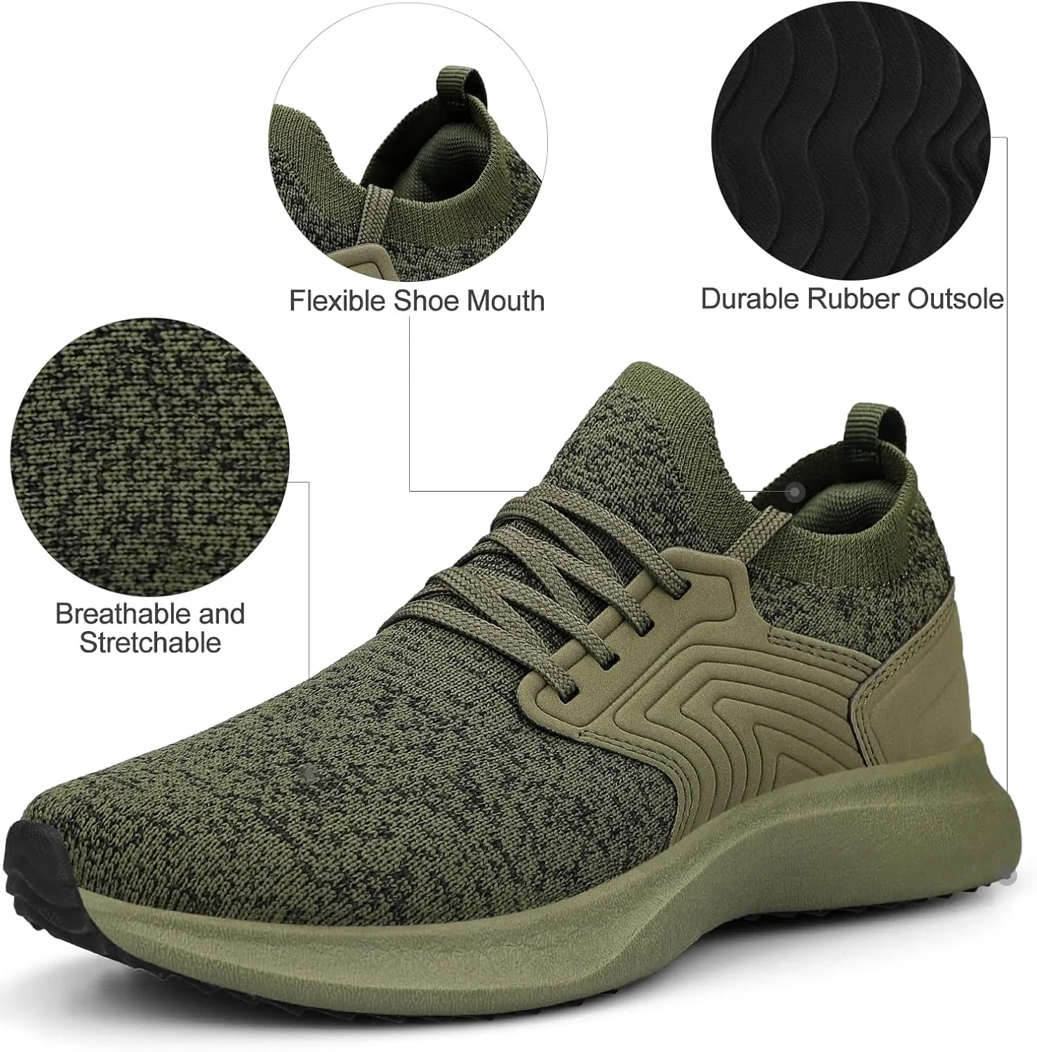 Abboos Womens Walking Running Shoes-Slip on Lightweight Memory Foam Sneakers for Athletic Gym Tennis Shoes