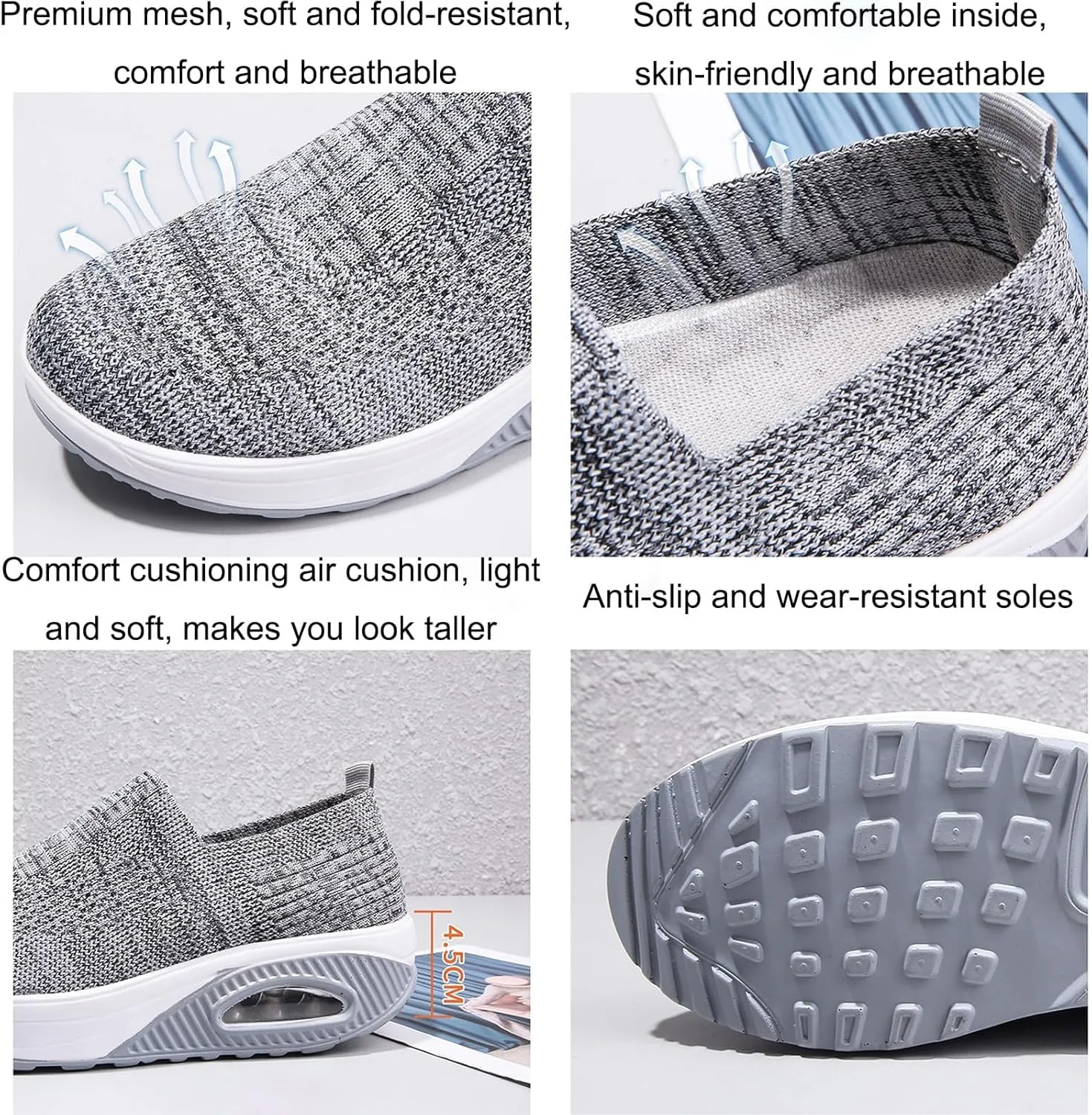 Aceptolcom Women Orthopedic Sneakers Walking Shoes,Mesh Breathable Arch Support Slip-on Light Air Cushion Orthopedic Sneakers Diabetic Shoes