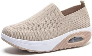 Aceptolcom Women Orthopedic Sneakers Walking Shoes,Mesh Breathable Arch Support Slip-on Light Air Cushion Orthopedic Sneakers Diabetic Shoes