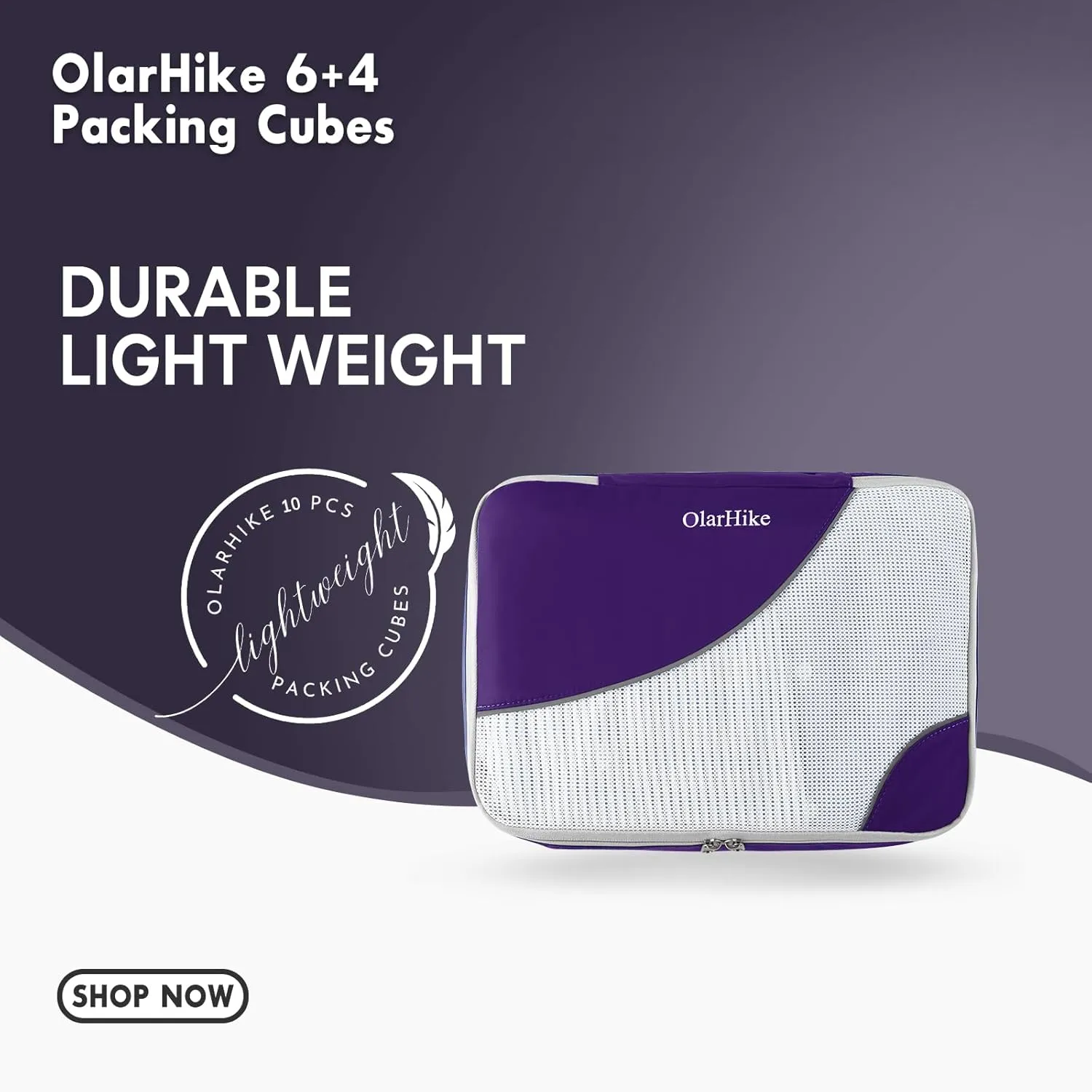 ALL INCLUDED 10 Set Durable Packing Cubes for Suitcases,OlarHike Essentials for Travel, UPGRADED Anti-Tear Stitching, NEW Improved Luggage Packing Organizers for Travel Accessories (Purple)