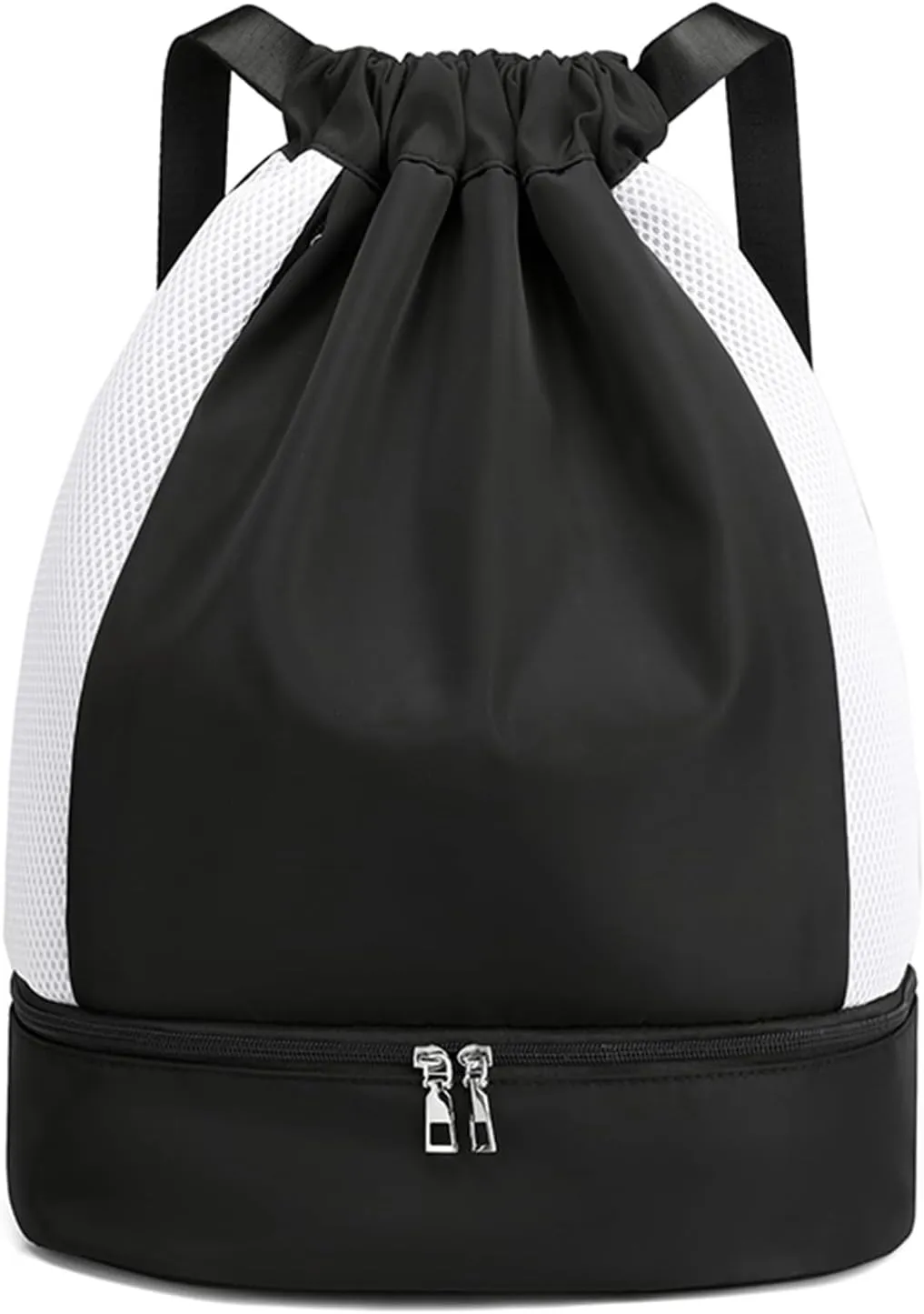 ALUSBELL Large Drawstring Backpack Sports Gym Sackpack Basketball Bag String Bag Cinch Beach Swim Bag for Women Men,Black