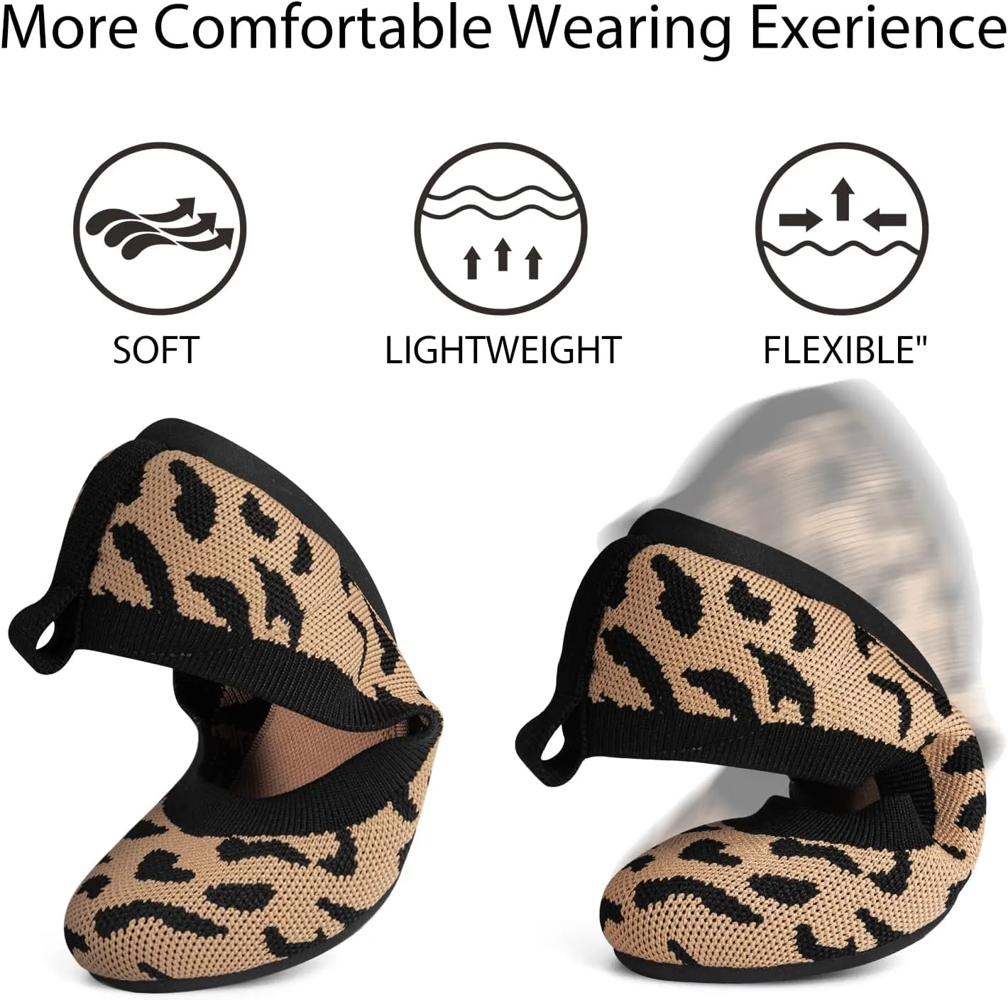 ATHMILE Women's Flat Ballet Shoes Knit Flat Shoes for Women Round Toe Slip on Women Flats for Dressy Casual Office Work Wedding Comfort Soft