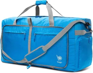 Bago Big XXL Foldable Duffel Bags for Traveling Women & Men - 140L Packable Duffle Bag for Travel with Shoe Compartment - Water Repellant, Heavy Duty, Lightweight Folding & Collapsible (Blue)