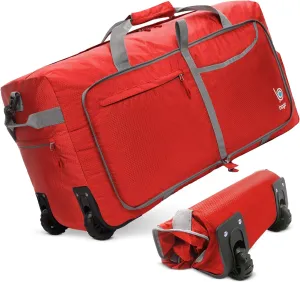 Bago Rolling Duffle Bag with Wheels - 31" 120L Foldable Weekender Bag, Waterproof Travel Duffel Bag, Heavy Duty lightWeight Duffle Bag for Traveling, Rolling Duffel Bag with Wheels (Red2023)