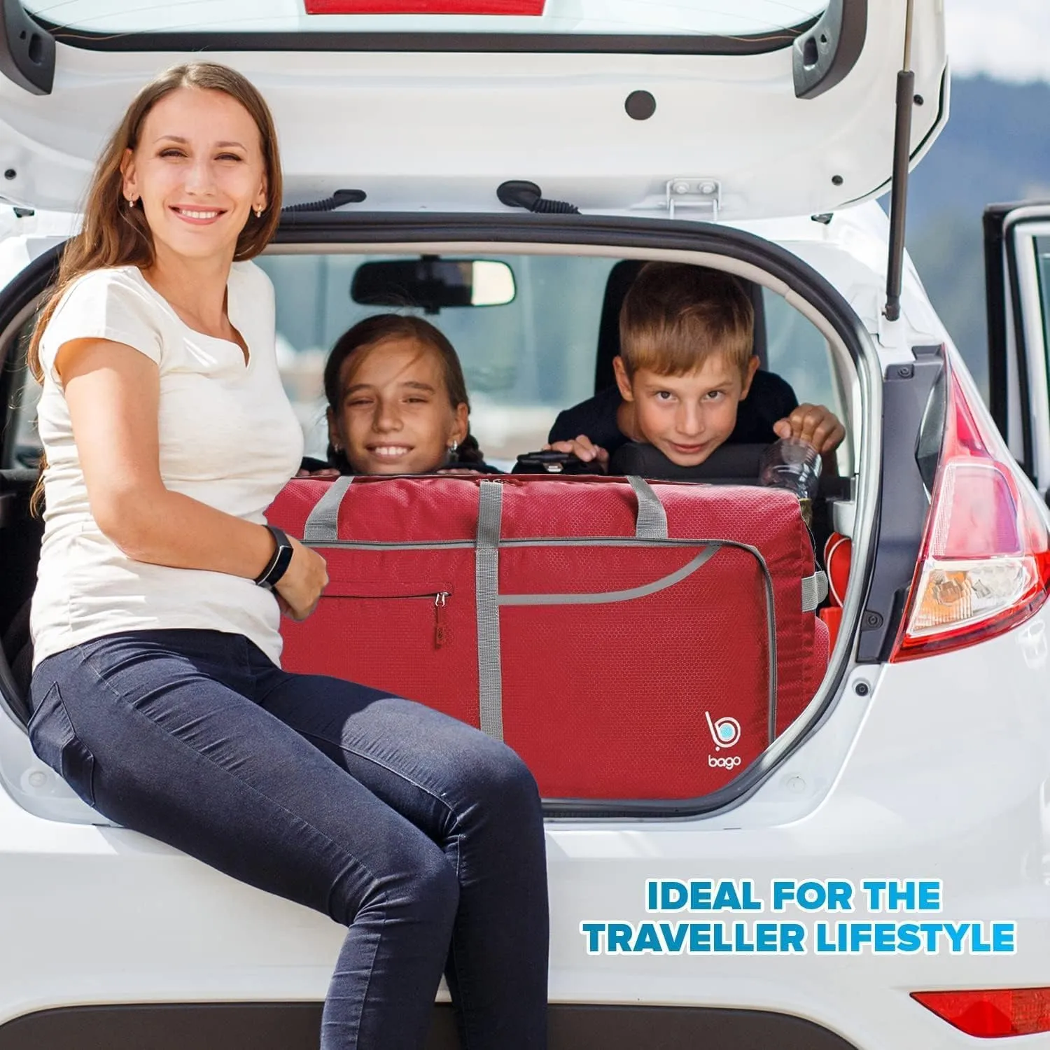 Bago Rolling Duffle Bag with Wheels - 31" 120L Foldable Weekender Bag, Waterproof Travel Duffel Bag, Heavy Duty lightWeight Duffle Bag for Traveling, Rolling Duffel Bag with Wheels (Red2023)
