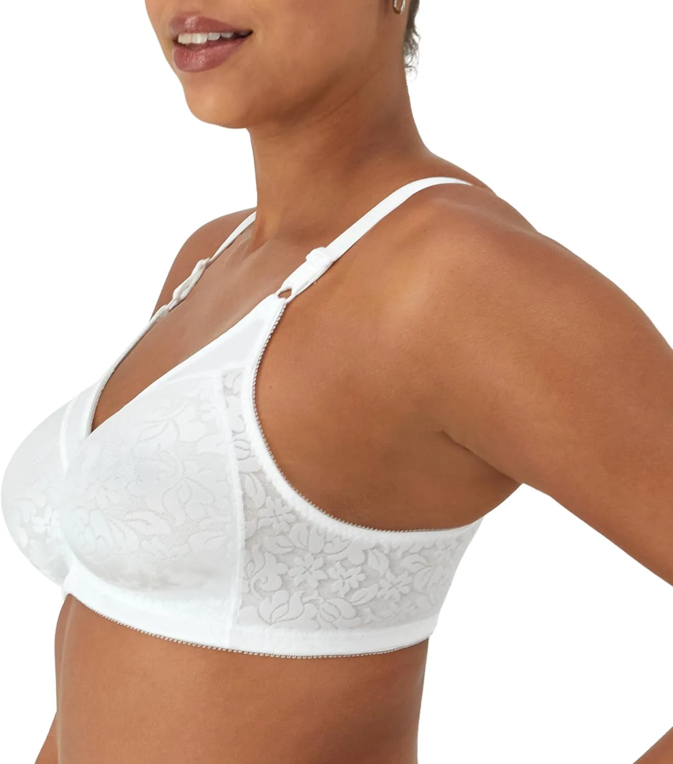 Bali Women's Double Support Wireless, Lace Bra with Stay-in-Place Straps, Full-Coverage