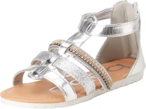 bebe Girls' Sandals - Open Toe Summer Shoes Cute Flat Strappy Gladiator Sandals with Ankle Zipper and Cushioned Sole