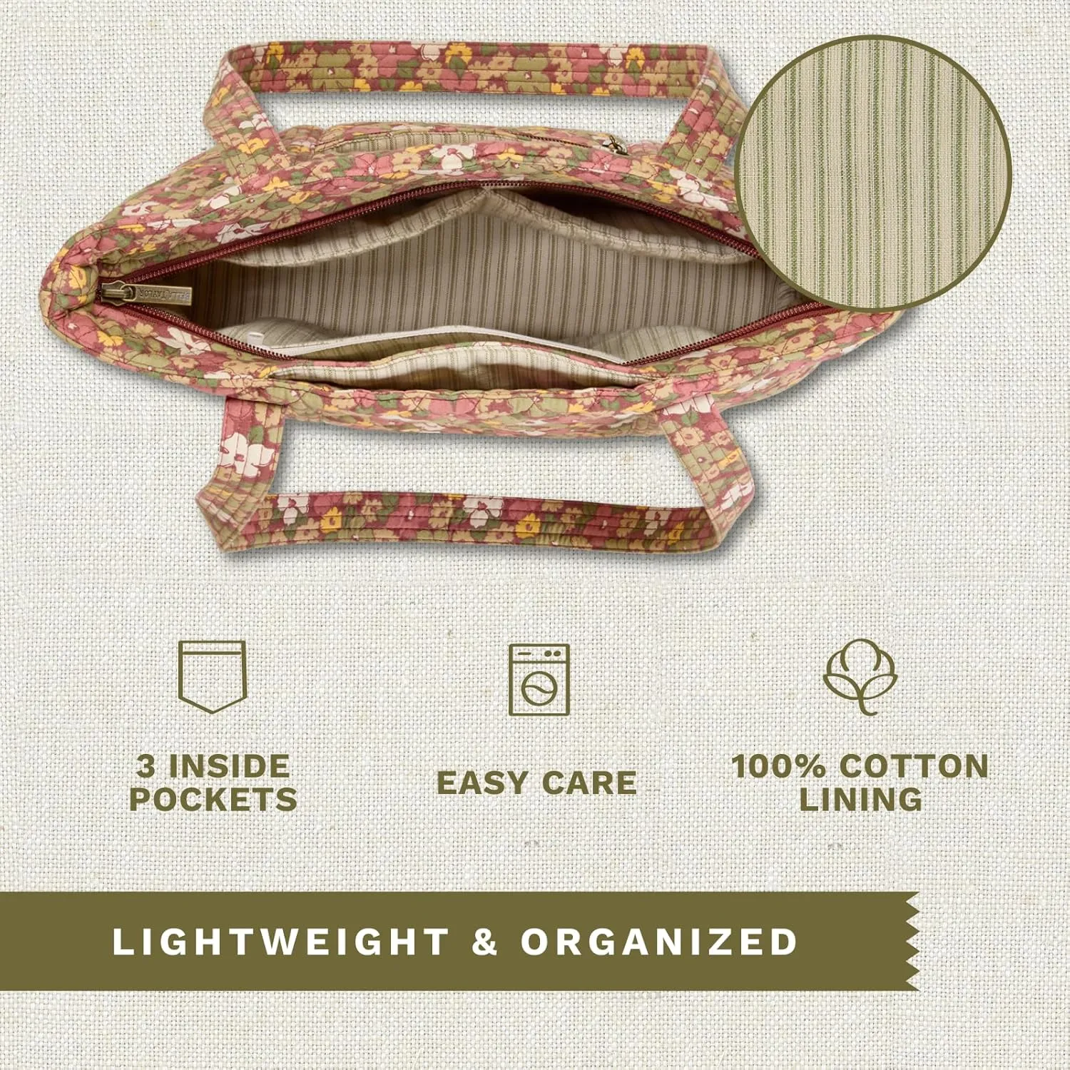 Bella Taylor Large Tote | Lightweight Quilted Fabric Tote Bags for Women