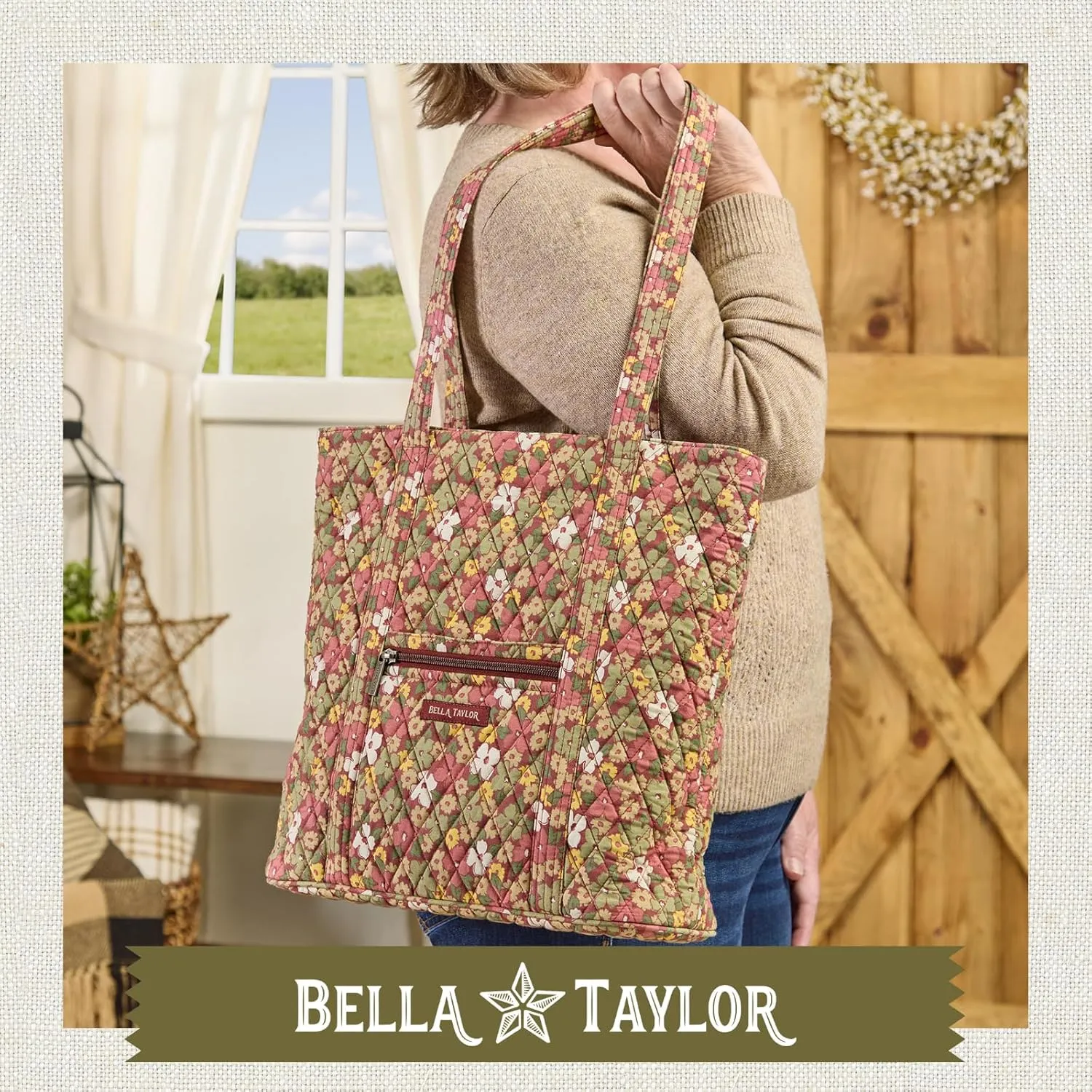 Bella Taylor Large Tote | Lightweight Quilted Fabric Tote Bags for Women