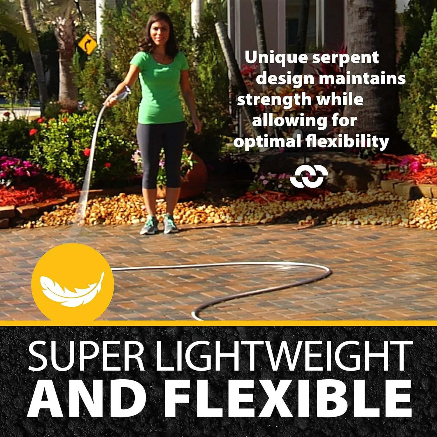 Bionic Steel 50Ft Garden Hose with Nozzle, 304 Stainless Steel Metal 50Ft Water Hose, Flexible Hose, Lightweight & Heavy Duty, Crush Resistant Fittings, Easy to Coil, 500 PSI, 2025 Model