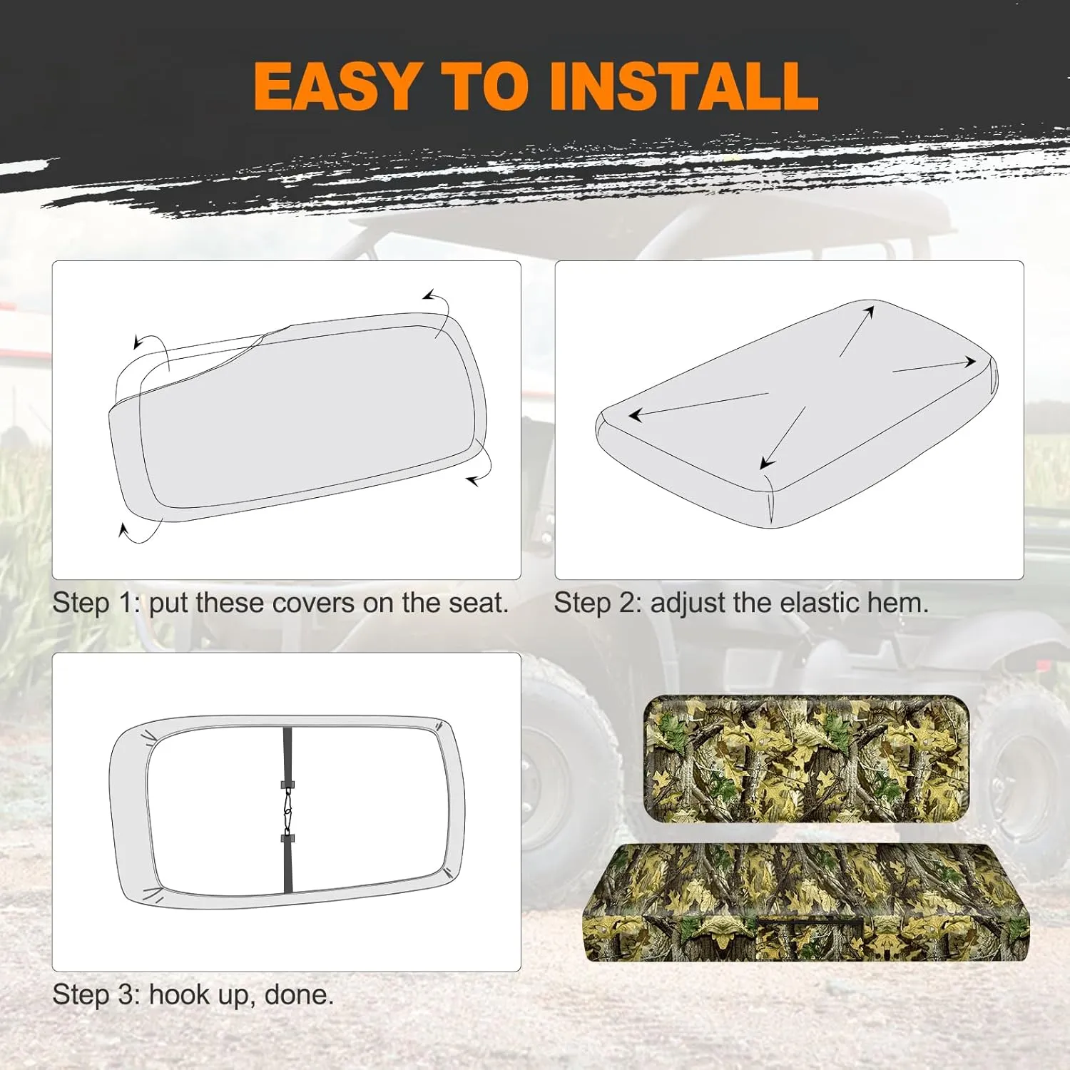 BORDAN UTV Waterproof Seat Cover for Kawasaki Mule 600 610 2005-2016 Mule SX 2017-2023, Heavy Duty 1680D Full Protection Camo Seat Cover for UTV Outdoor(2 PCS)