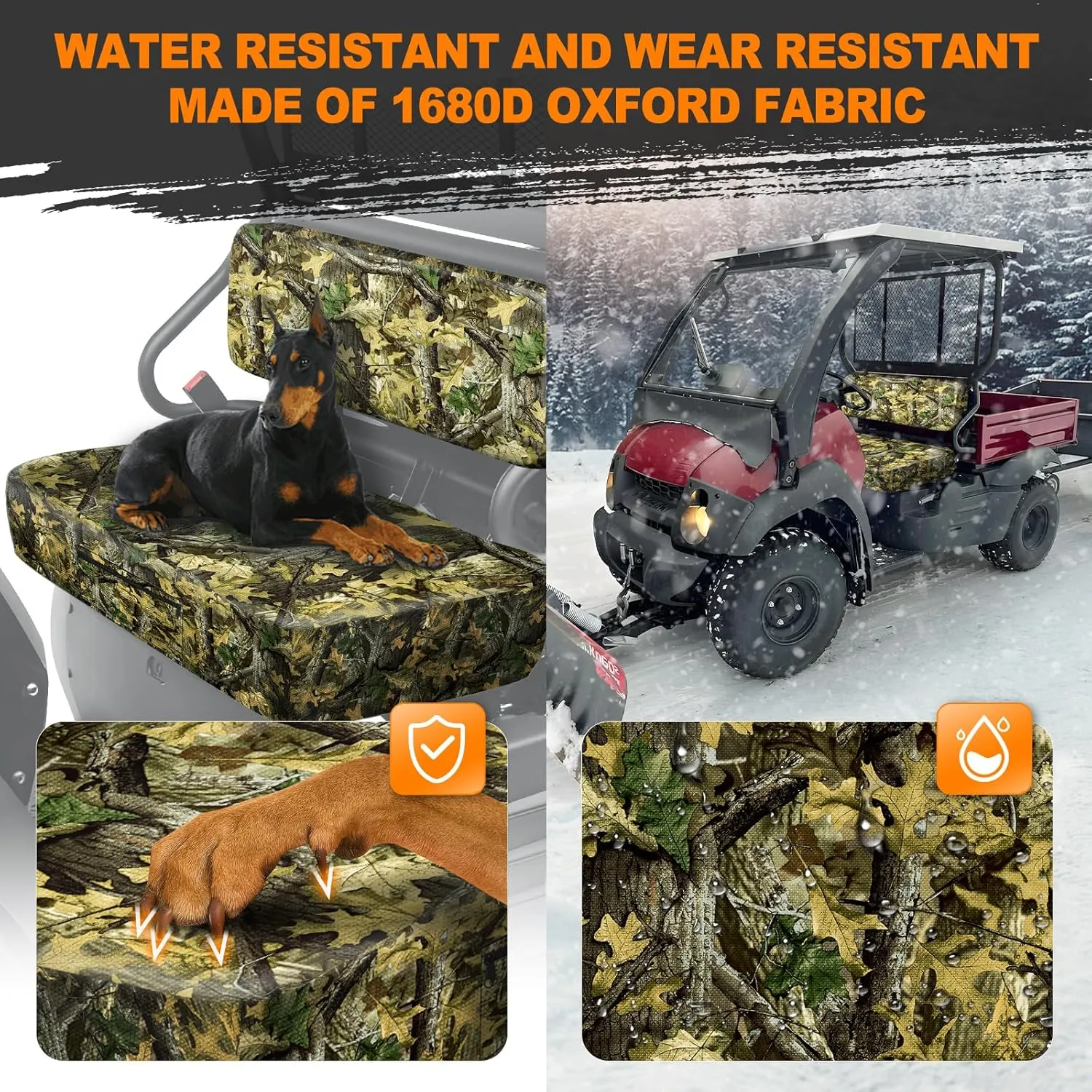 BORDAN UTV Waterproof Seat Cover for Kawasaki Mule 600 610 2005-2016 Mule SX 2017-2023, Heavy Duty 1680D Full Protection Camo Seat Cover for UTV Outdoor(2 PCS)