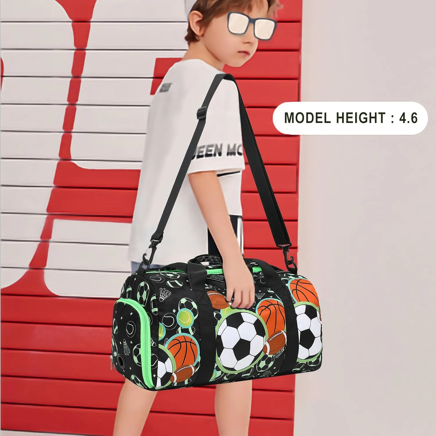 BTOOP Kids Overnight Bag for Boys Small Soccer Sports Gym Bags Duffle Tote With Shoe Compartment Toddler Weekender Sleepover Bags for Travel