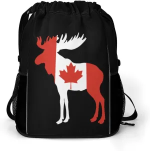 Canada Flag Moose Gym Bag Workout Gym Backpack with Shoe Compartment Sports Bags for Women Men