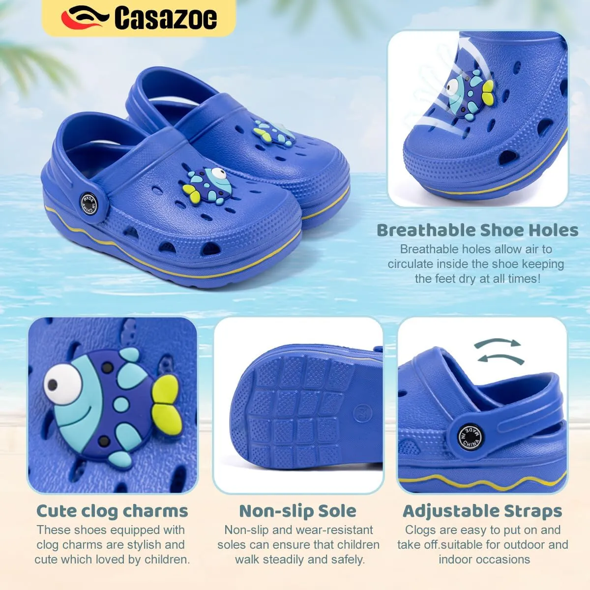 Casazoe Toddler Cute Garden Clogs Boys Girls Slip On Shoes Summer Lightweight Outdoor Slides Sandals Infant Children Beach Pool Shoes