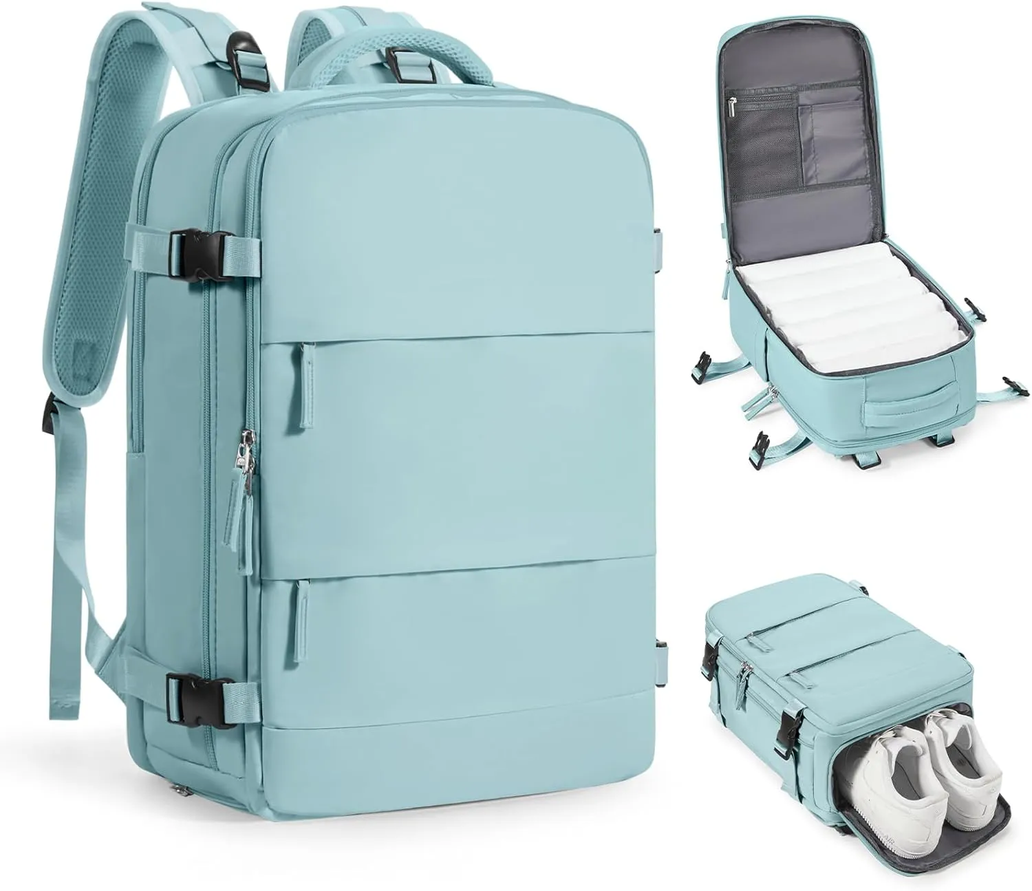 coofay Travel Backpack Carry On Flight Approved Personal Item Travel Bag Carry On Backpack For Airplanes Personal Item Bag 18x14x8 Inches Backpack for Traveling on Airplane Blue