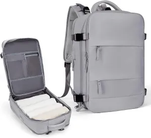 coowoz Large Travel Backpack For Women Men,Carry On Backpack,Hiking Backpack Waterproof Outdoor Sports Rucksack Casual Daypack Travel Essentials(Grey)