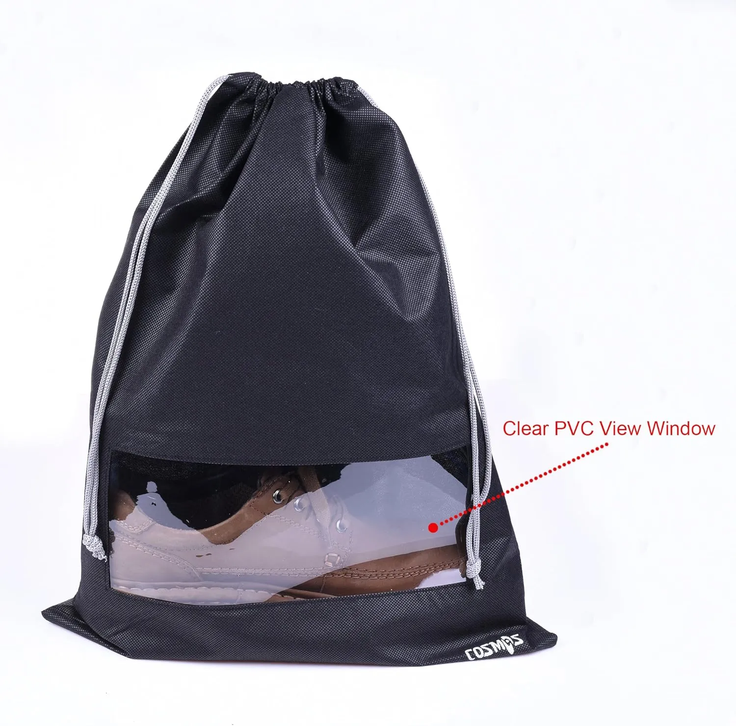 Cosmos 8 Pcs Travel Shoe Bags Shoe Organizer Pouch Storage String Bags with Clear Window for Travel Trip Carrying Packing, Dust-proof Non-Woven Fabric in Dual Drawstring, 17.5" x 13.5"