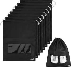 Cosmos 8 Pcs Travel Shoe Bags Shoe Organizer Pouch Storage String Bags with Clear Window for Travel Trip Carrying Packing, Dust-proof Non-Woven Fabric in Dual Drawstring, 17.5" x 13.5"