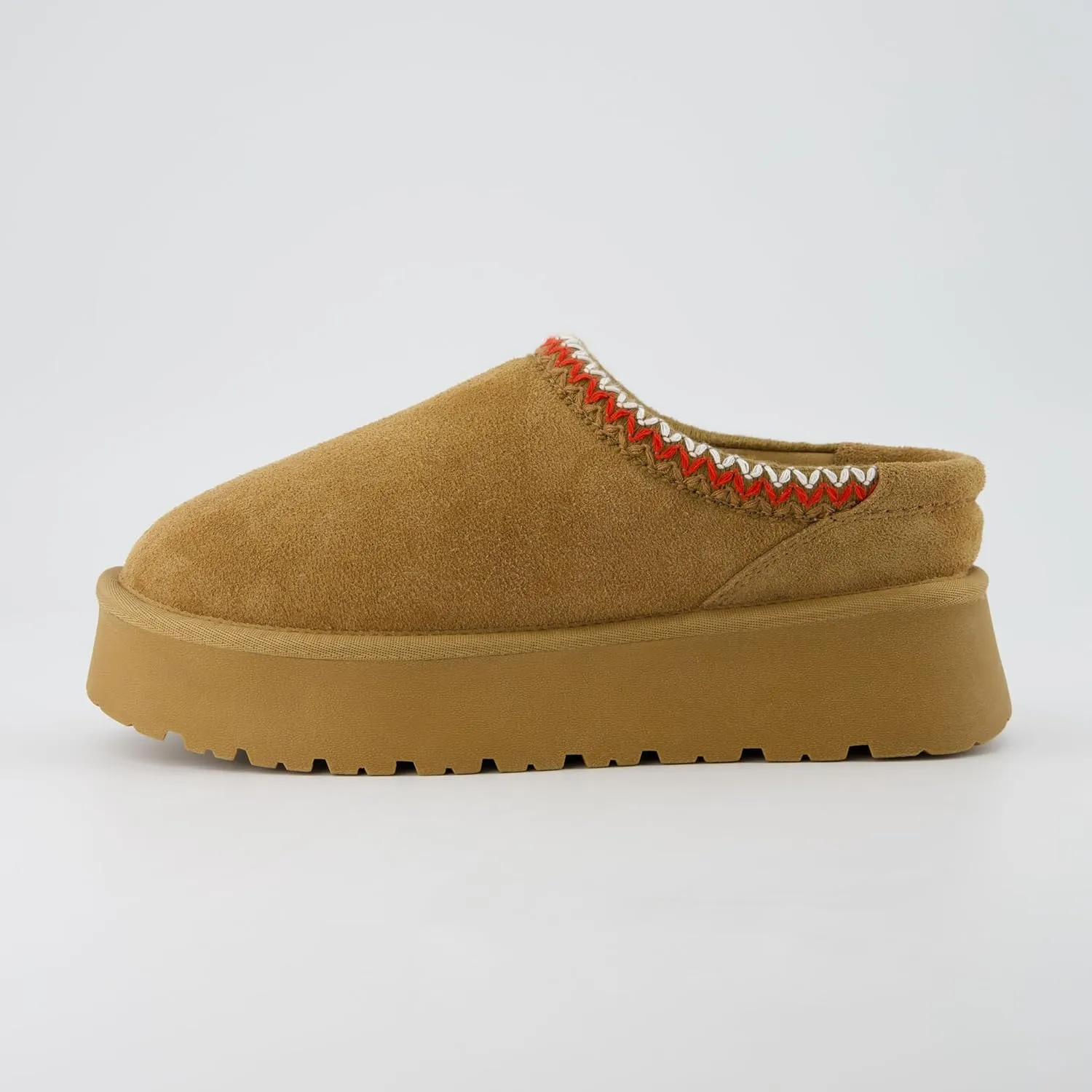 CUSHIONAIRE Kabuki Platform Boots Genuine Suede Fuzzy Mule Slippers for Women with Memory Foam | Indoor/Outdoor Womens Slippers | Wide Widths Available