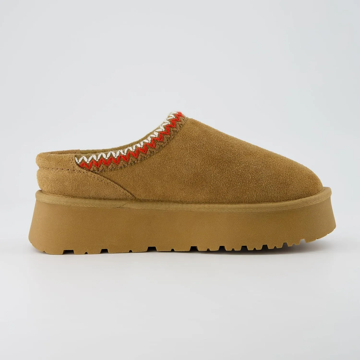 CUSHIONAIRE Kabuki Platform Boots Genuine Suede Fuzzy Mule Slippers for Women with Memory Foam | Indoor/Outdoor Womens Slippers | Wide Widths Available