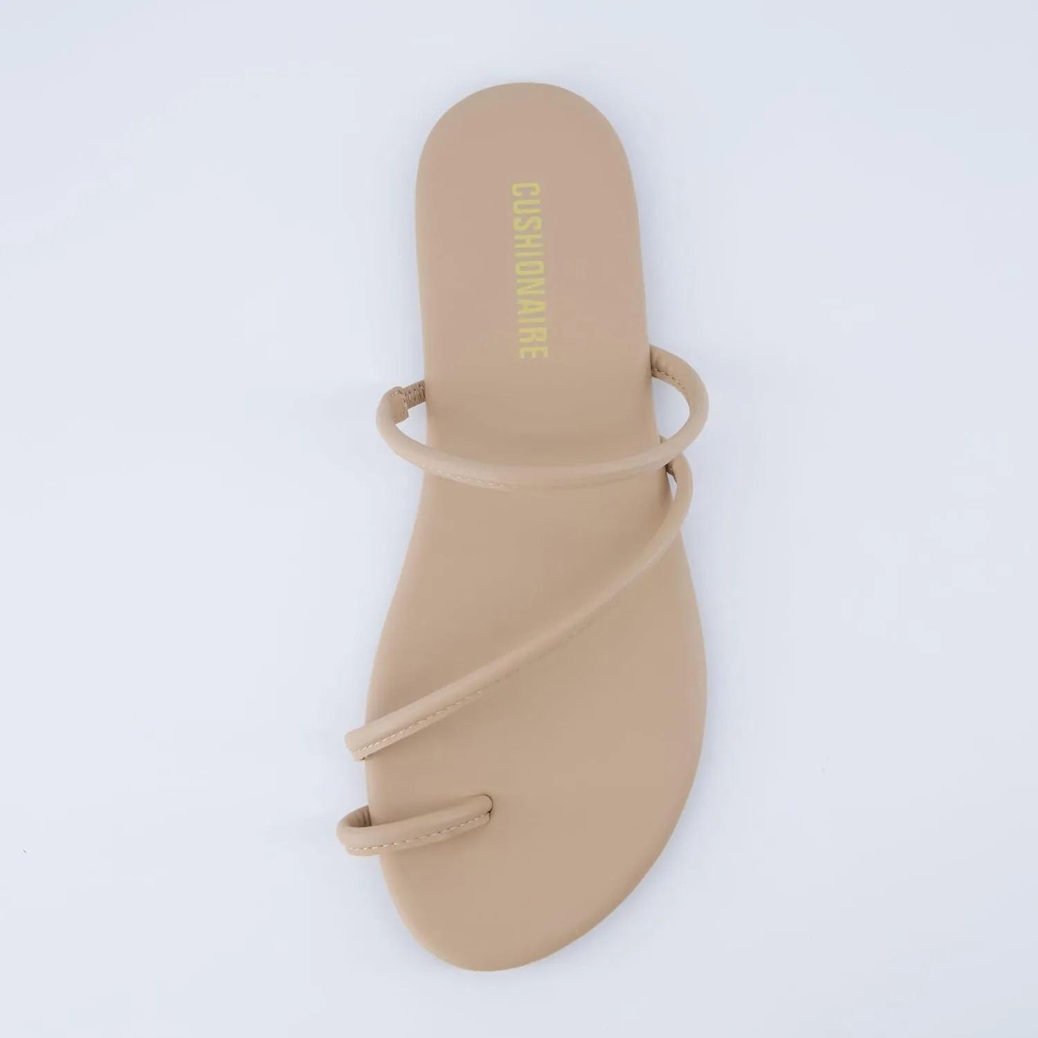 CUSHIONAIRE Resort Women’s Minimalist Strappy Sandals – Lightweight Summer Flat Sandals with Cushioned Footbed