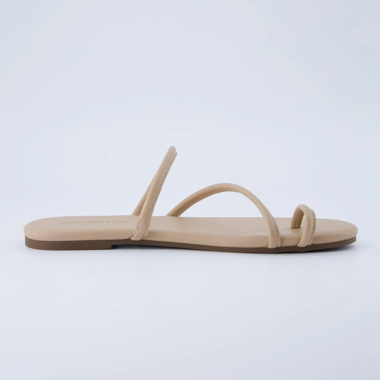 CUSHIONAIRE Resort Women’s Minimalist Strappy Sandals – Lightweight Summer Flat Sandals with Cushioned Footbed