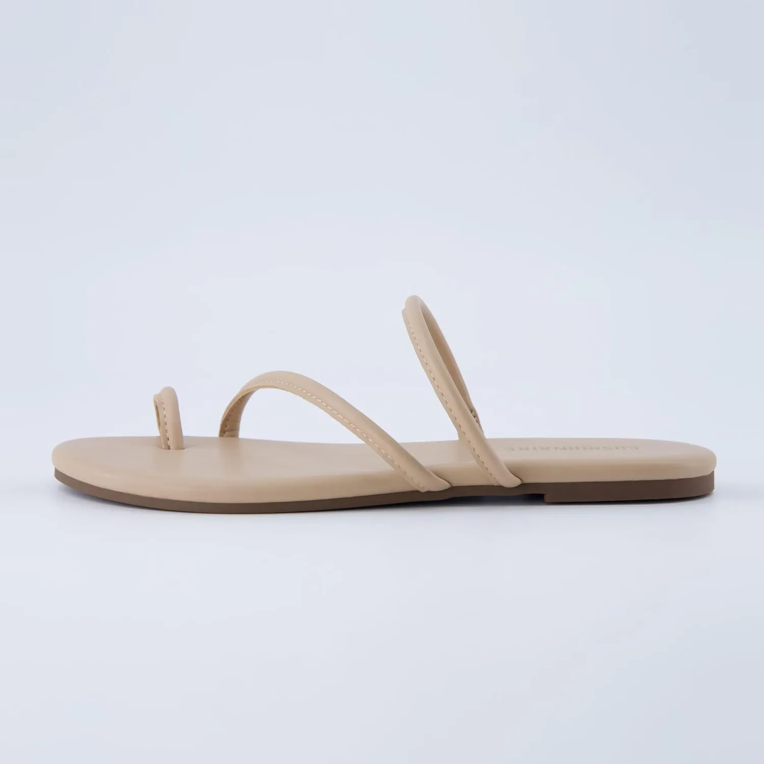 CUSHIONAIRE Resort Women’s Minimalist Strappy Sandals – Lightweight Summer Flat Sandals with Cushioned Footbed