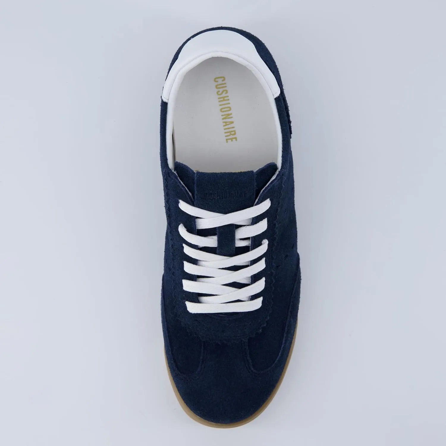 CUSHIONAIRE Tick Tock Women's Genuine Leather Lace-Up Casual Sneaker – Retro-Inspired Walking Shoe with Gum Rubber Outsole, Cushioned Arch Support, Lightweight Low Top Trainer