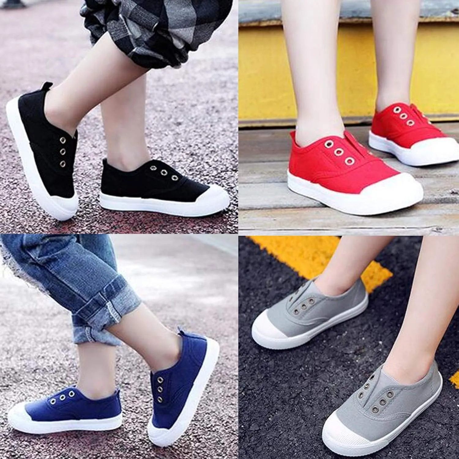 DADAWEN Boy's Girl's Canvas Light Weight Slip-On Sneakers Running Shoe