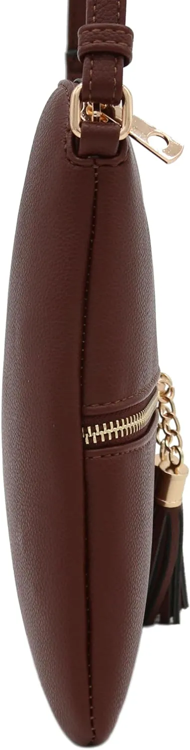 DELUXITY Lightweight Medium Crossbody Bag with Tassel