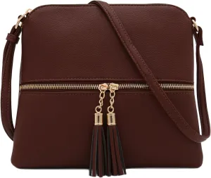 DELUXITY Lightweight Medium Crossbody Bag with Tassel