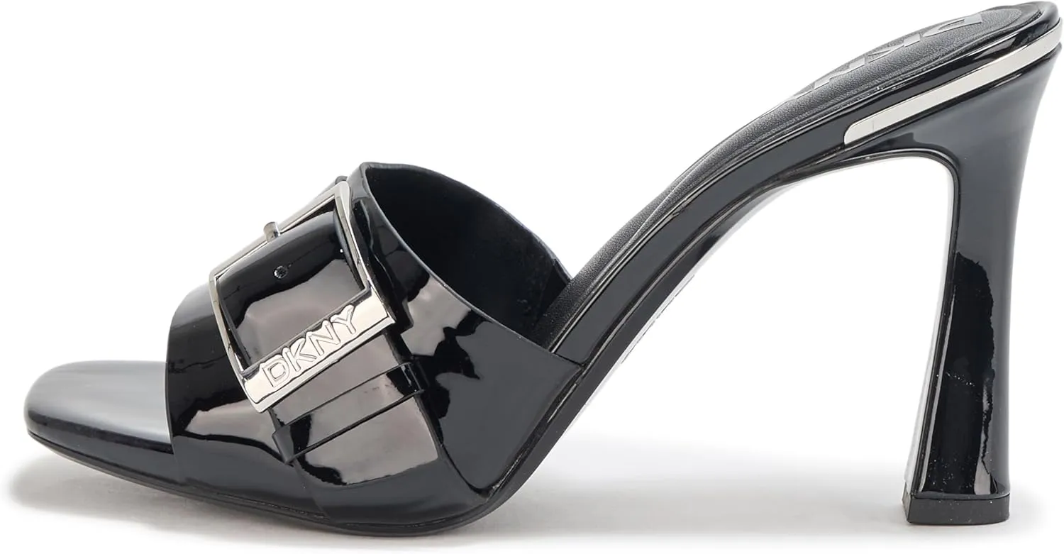 DKNY Women's Clorissa Evening Sandal Mule Heel with Belt Detail Platform