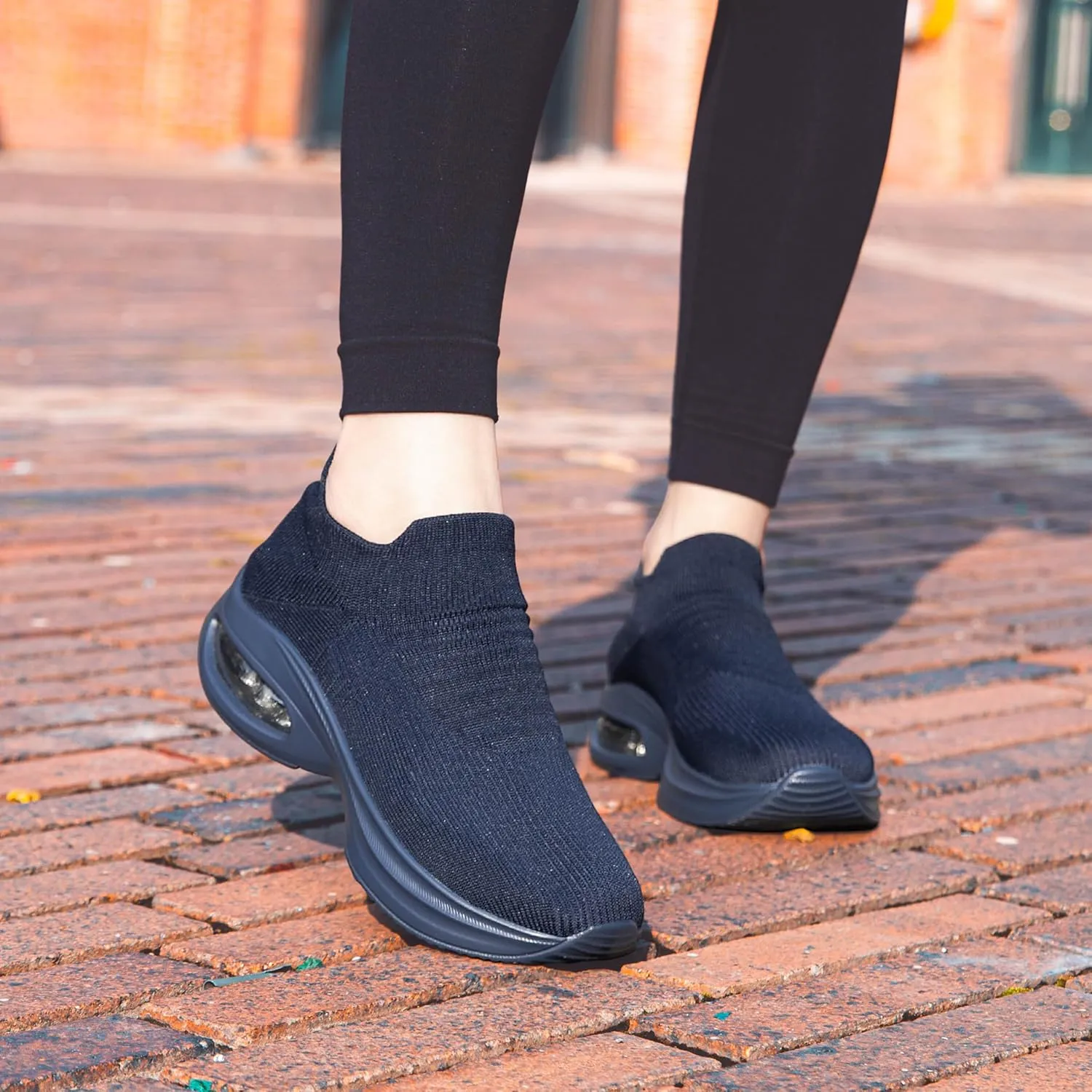 DOUSSPRT Womens Walking Shoes Sock Casual Ladies Fashion Sneakers Comfortable Slip On Air Cushion Platform
