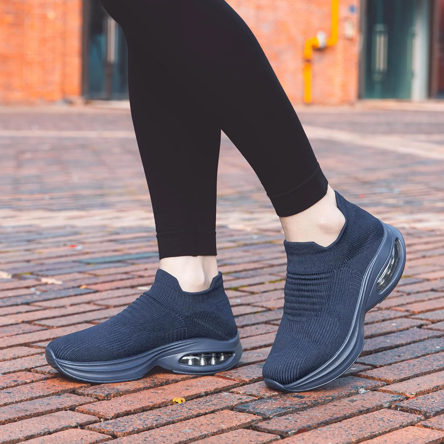 DOUSSPRT Womens Walking Shoes Sock Casual Ladies Fashion Sneakers Comfortable Slip On Air Cushion Platform