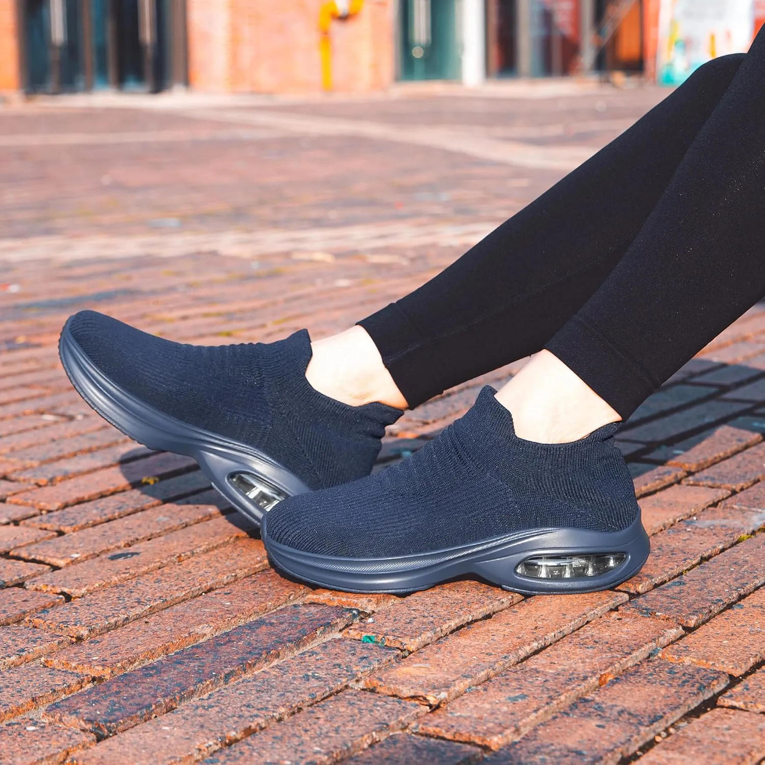 DOUSSPRT Womens Walking Shoes Sock Casual Ladies Fashion Sneakers Comfortable Slip On Air Cushion Platform