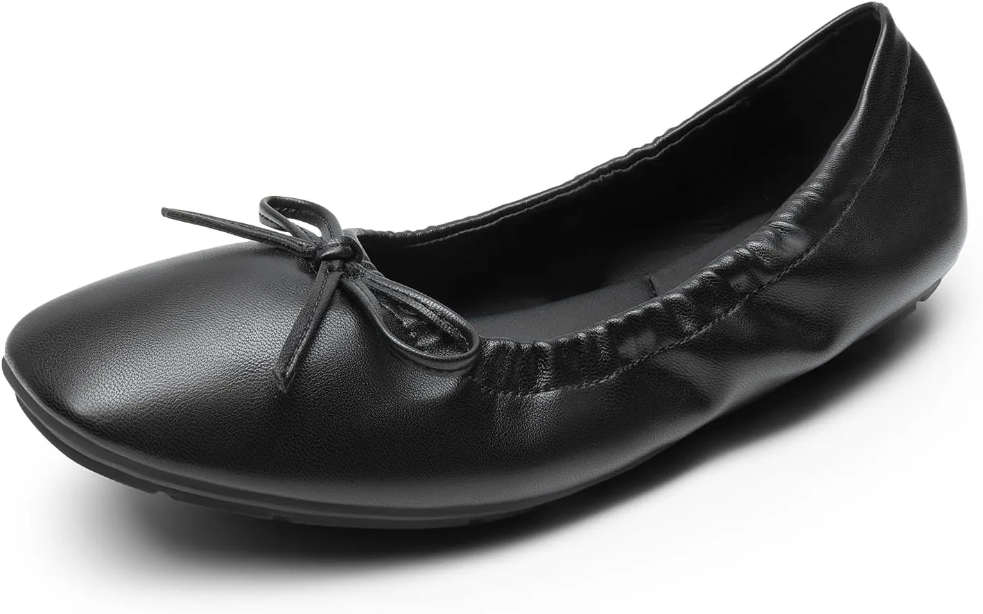 DREAM PAIRS Women's Flats Foldable Square Toe Ballet Flats for Women Bowknot Dressy Comfortable Light Weight Slip On Dress Shoes