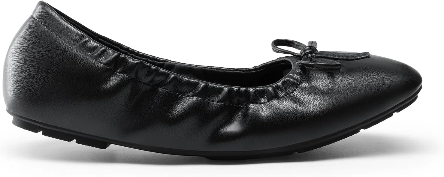 DREAM PAIRS Women's Flats Foldable Square Toe Ballet Flats for Women Bowknot Dressy Comfortable Light Weight Slip On Dress Shoes