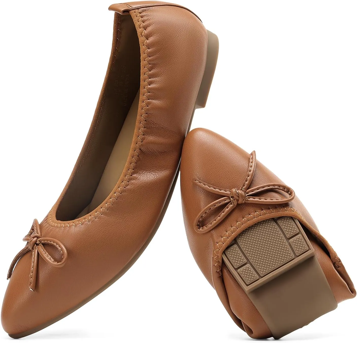 DREAM PAIRS Women's Foldable Flats Shoes Pointed Toe Ballet Flats Bowknot Comfort Slip on Dress Shoes