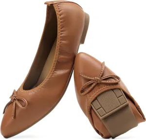 DREAM PAIRS Women's Foldable Flats Shoes Pointed Toe Ballet Flats Bowknot Comfort Slip on Dress Shoes