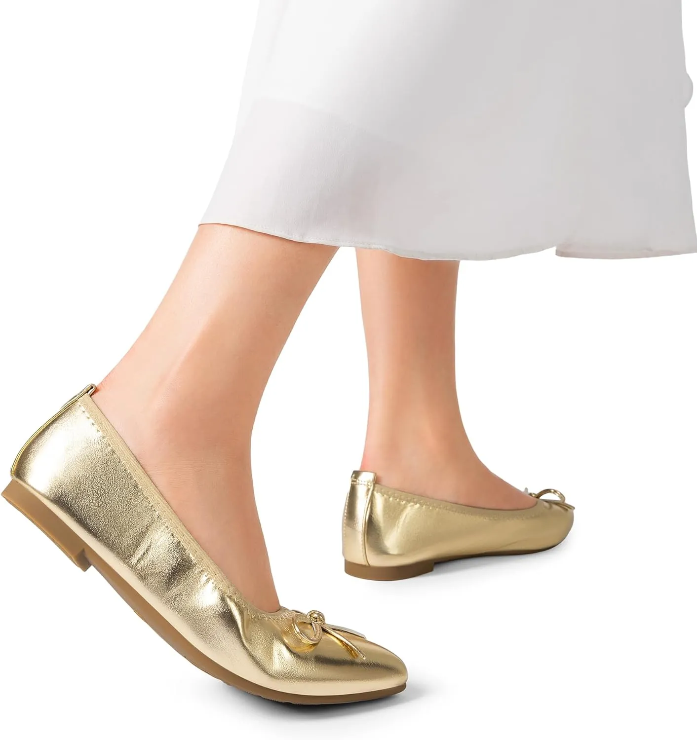 DREAM PAIRS Women's Foldable Flats Shoes Pointed Toe Ballet Flats Bowknot Comfort Slip on Dress Shoes