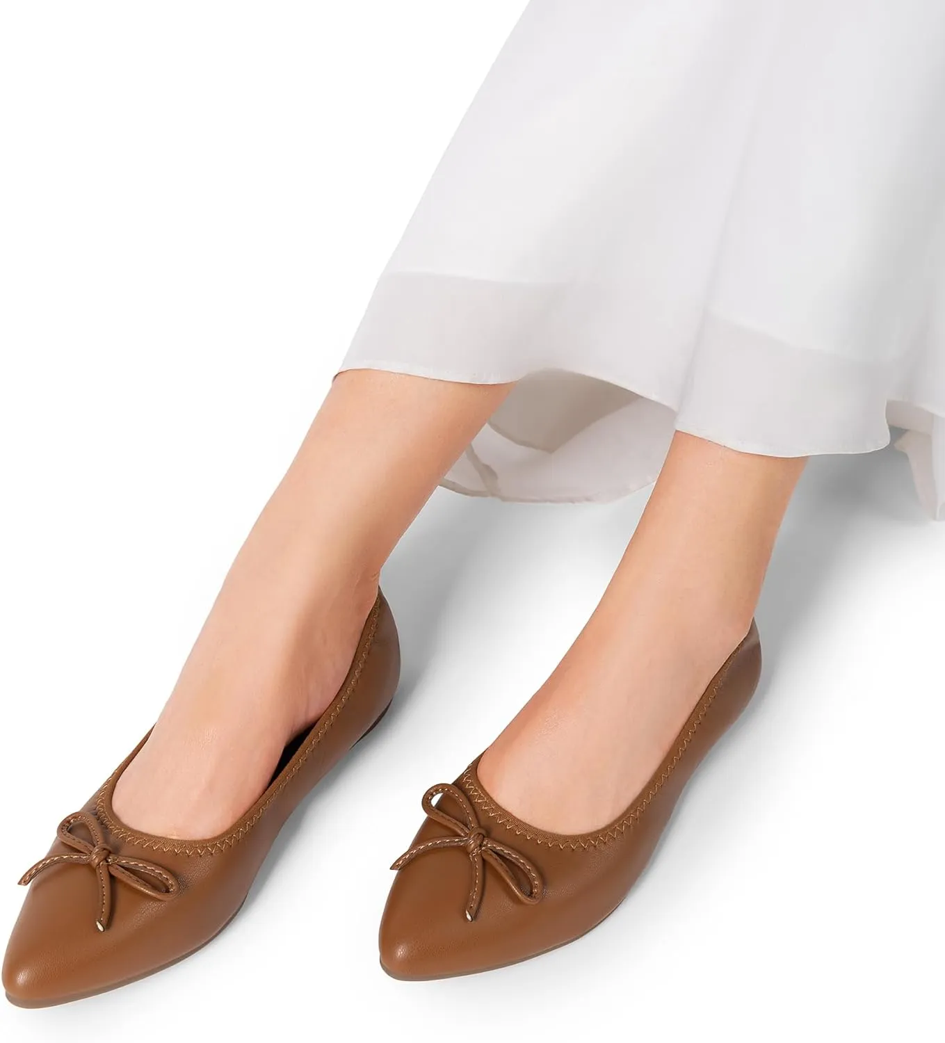 DREAM PAIRS Women's Foldable Flats Shoes Pointed Toe Ballet Flats Bowknot Comfort Slip on Dress Shoes