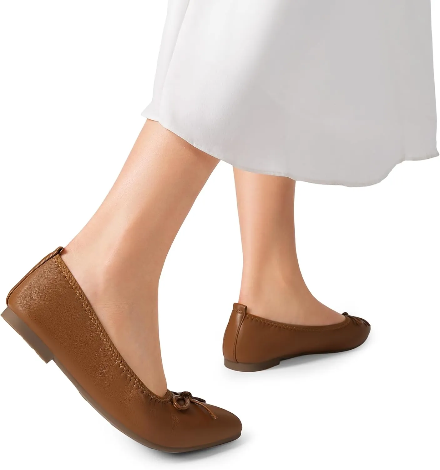DREAM PAIRS Women's Foldable Flats Shoes Pointed Toe Ballet Flats Bowknot Comfort Slip on Dress Shoes