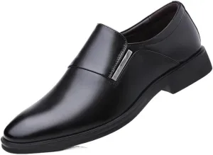 Dress Oxford Formal Shoes for Men Slip On Round Cap Toe Patent Leather PU Leather Non Slip Resistant Anti-Slip Rubber Sole Casual