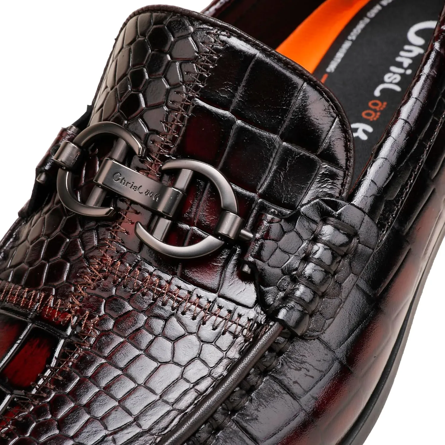 Dress Shoes for Men, Leather Alligator Pattern Slip-On Loafers Causel Shoes for Men