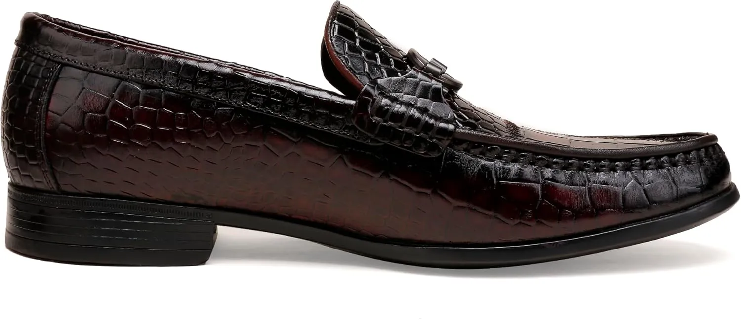 Dress Shoes for Men, Leather Alligator Pattern Slip-On Loafers Causel Shoes for Men